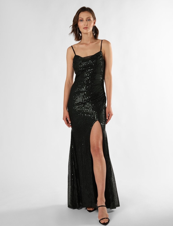 Czarna sukienka Luxuar Fashion maxi na ramiączkach