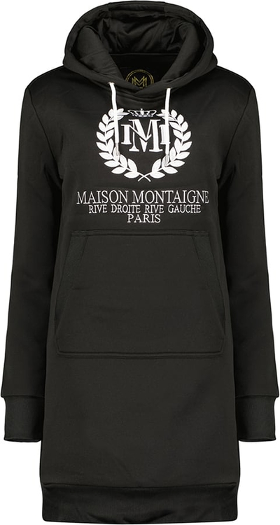 Czarna sukienka Maison Montaigne z długim rękawem prosta mini