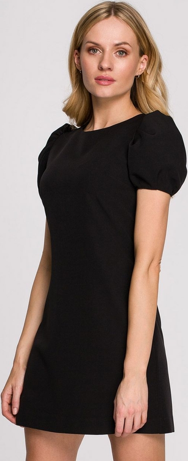 Czarna sukienka Makover mini z krótkim rękawem w stylu casual