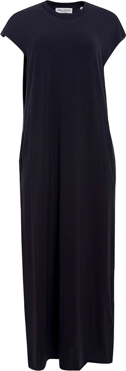 Czarna sukienka Marc O'Polo z okrągłym dekoltem maxi z krótkim rękawem