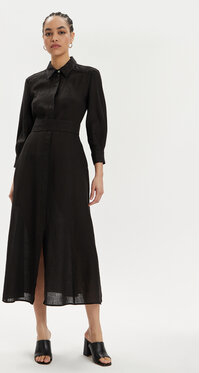 Czarna sukienka Marella midi z długim rękawem w stylu casual