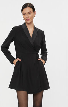Czarna sukienka Max & Co. dwurzędowa z długim rękawem