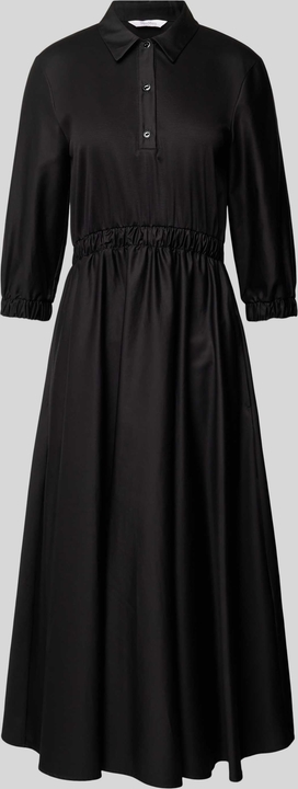Czarna sukienka MaxMara Leisure z kołnierzykiem maxi koszulowa
