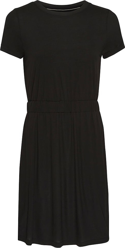 Czarna sukienka MEXX z krótkim rękawem z okrągłym dekoltem w stylu casual