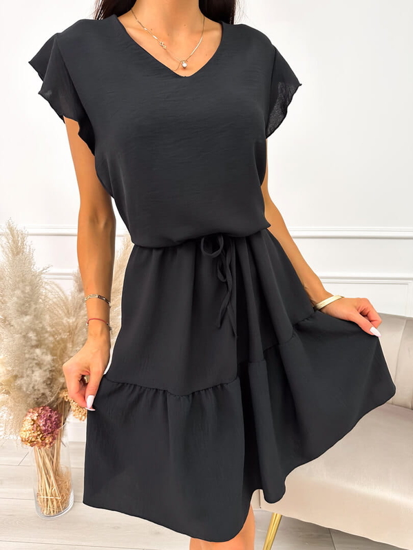 Czarna sukienka ModnaKiecka.pl mini w stylu casual z krótkim rękawem