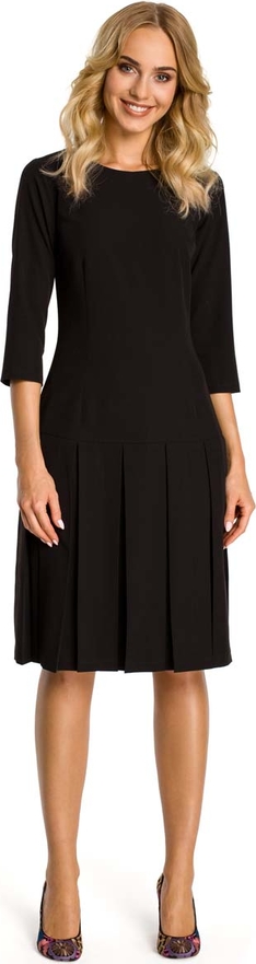 Czarna sukienka MOE midi z okrągłym dekoltem