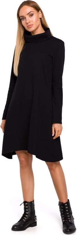 Czarna sukienka MOE mini w stylu casual z golfem