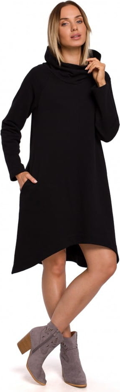 Czarna sukienka MOE mini z długim rękawem z dzianiny