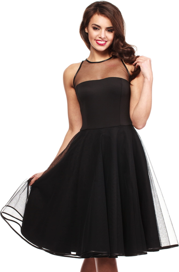 Czarna sukienka MOE mini z tiulu bez rękawów