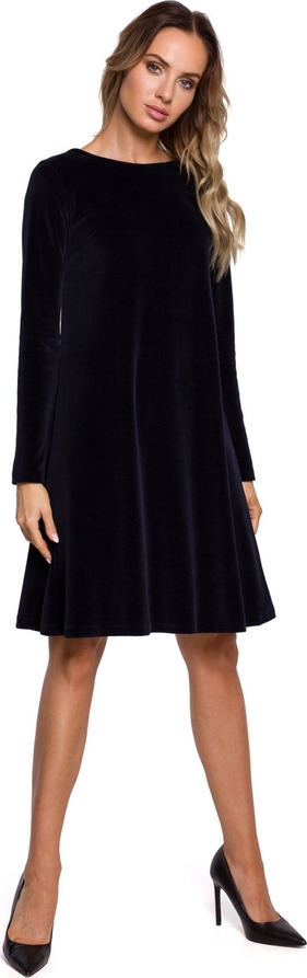 Czarna sukienka MOE z bawełny trapezowa mini