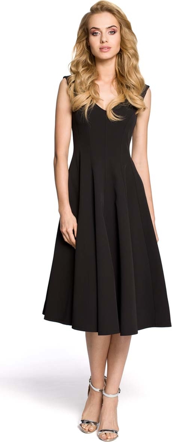 Czarna sukienka MOE z dekoltem w kształcie litery v midi