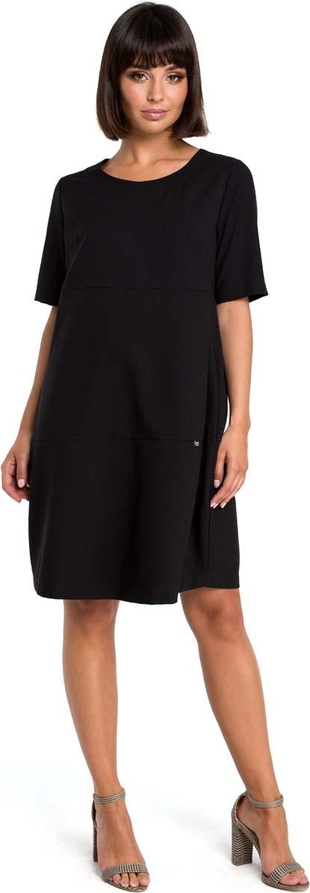 Czarna sukienka MOE z lnu bombka mini