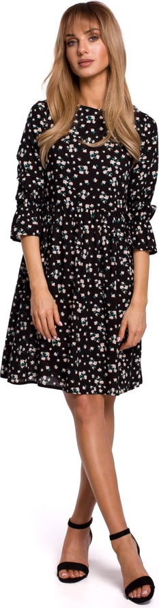 Czarna sukienka MOE z tkaniny z okrągłym dekoltem