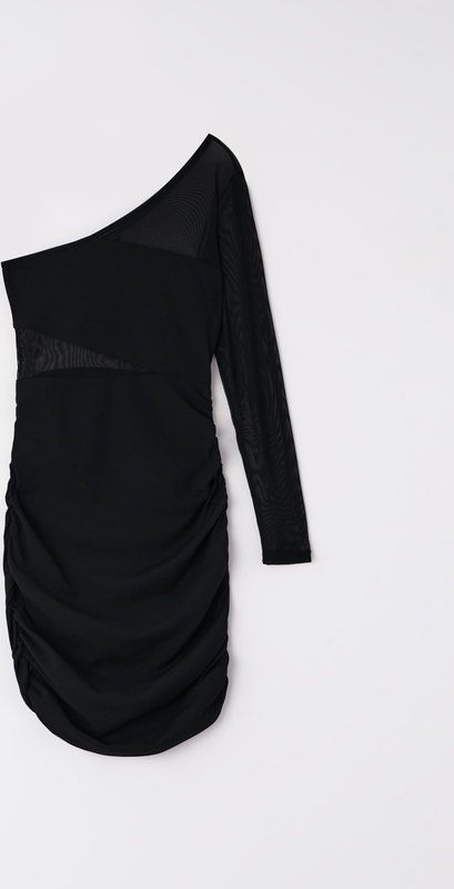 Czarna sukienka Mohito dopasowana w stylu casual z długim rękawem