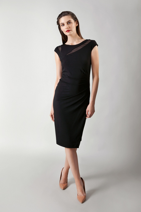 Czarna sukienka Molton midi z okrągłym dekoltem
