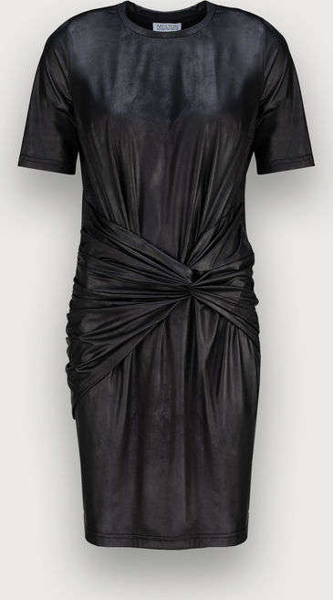 Czarna sukienka Molton z okrągłym dekoltem dopasowana mini