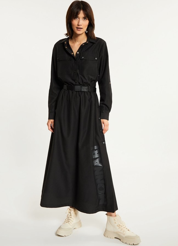 Czarna sukienka Monnari maxi z długim rękawem