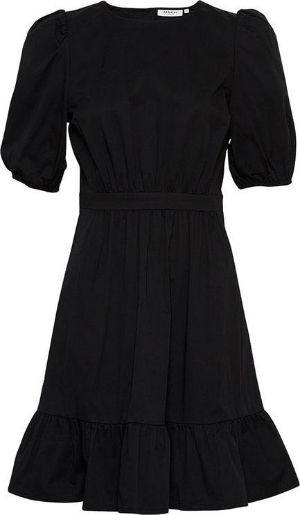 Czarna sukienka Moss Copenhagen z okrągłym dekoltem mini z bawełny