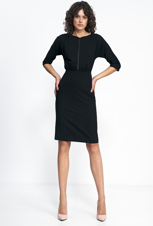 Czarna sukienka Nife mini w stylu casual z długim rękawem