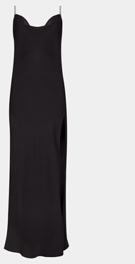 Czarna sukienka Nissa z dekoltem w kształcie litery v na ramiączkach maxi