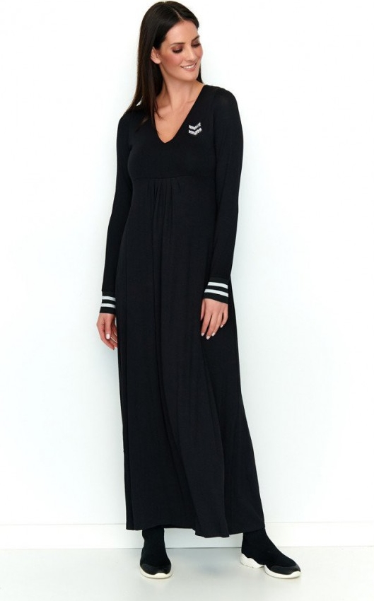 Czarna sukienka Numinou z długim rękawem maxi