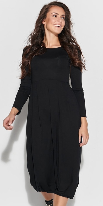 Czarna sukienka Numinou z długim rękawem midi