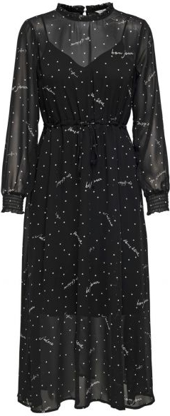 Czarna sukienka Only z długim rękawem z dekoltem w kształcie litery v