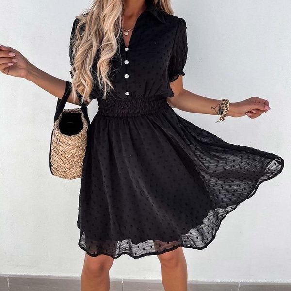 Czarna sukienka Parine.pl z jedwabiu w stylu casual z długim rękawem