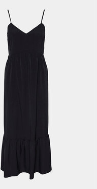 Czarna sukienka Pieces maxi z dekoltem w kształcie litery v na ramiączkach