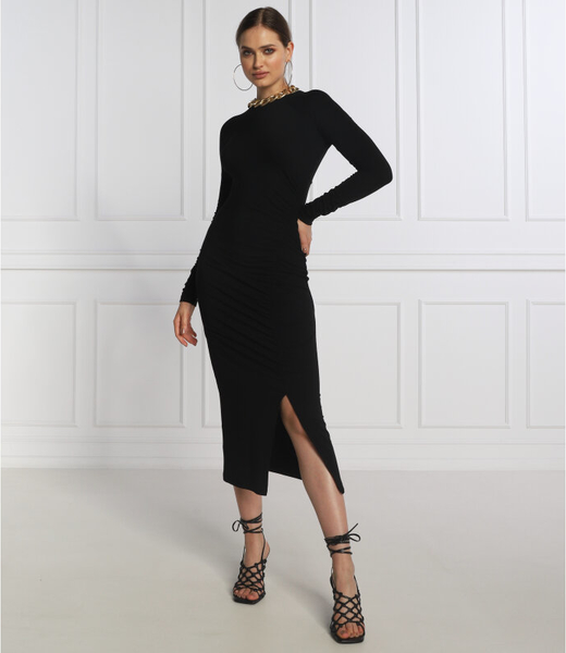 Czarna sukienka Pinko dopasowana z długim rękawem w stylu casual