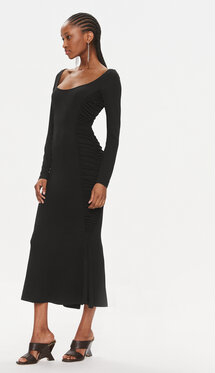 Czarna sukienka Pinko z okrągłym dekoltem dopasowana midi
