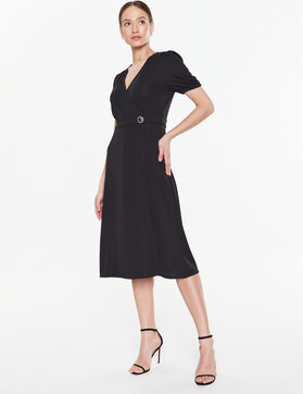 Czarna sukienka Ralph Lauren z dekoltem w kształcie litery v z krótkim rękawem