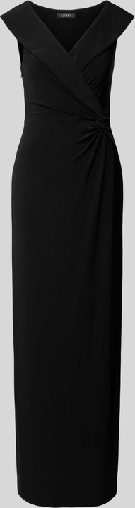 Czarna sukienka Ralph Lauren z dekoltem w kształcie litery v z krótkim rękawem