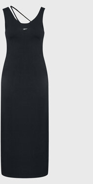 Czarna sukienka Reebok Classic midi na ramiączkach w sportowym stylu
