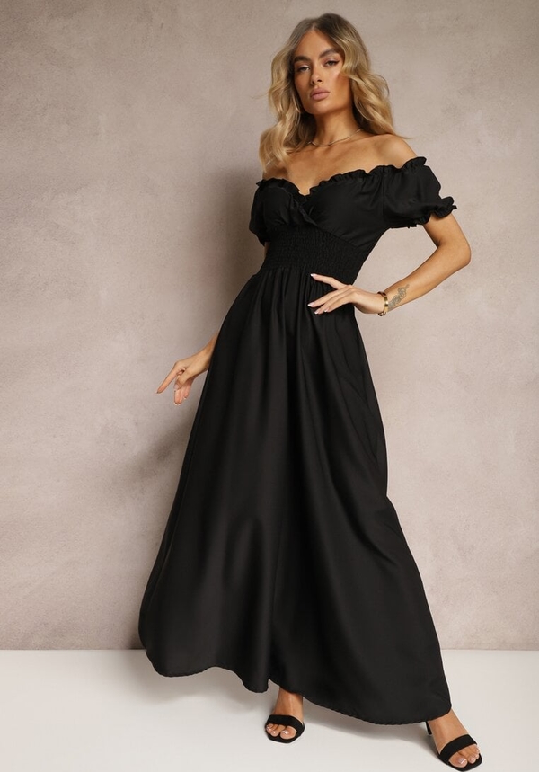 Czarna sukienka Renee kopertowa z dekoltem w kształcie litery v