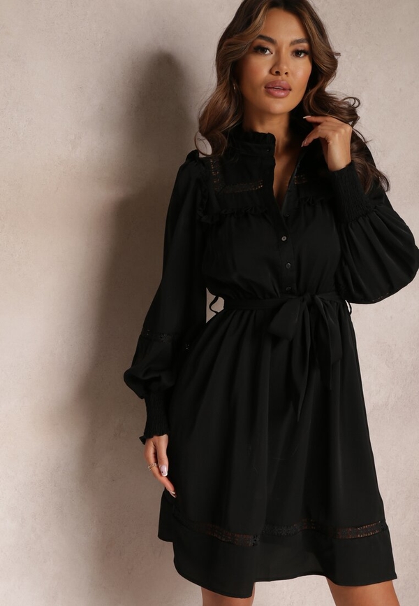 Czarna sukienka Renee koszulowa w stylu casual