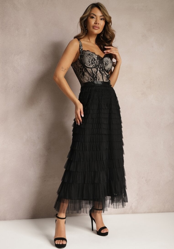 Czarna sukienka Renee maxi z dekoltem w kształcie litery v