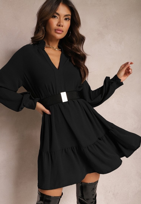 Czarna sukienka Renee mini z dekoltem w kształcie litery v