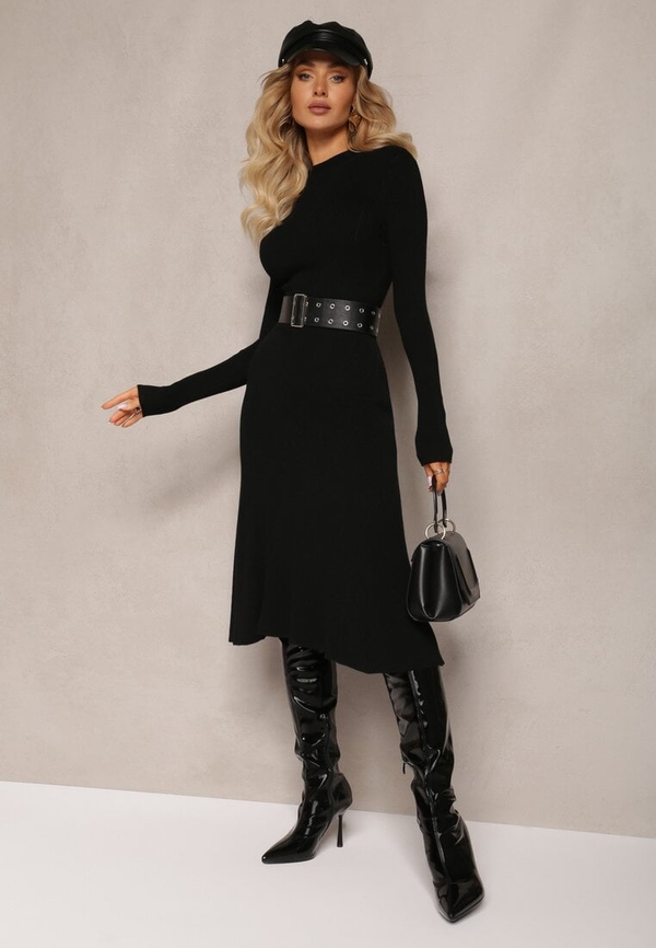Czarna sukienka Renee mini z długim rękawem