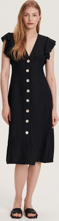 Czarna sukienka Reserved bez rękawów z dekoltem w kształcie litery v midi