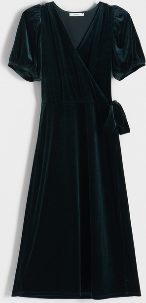 Czarna sukienka Reserved midi trapezowa z dekoltem w kształcie litery v