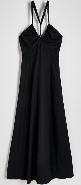 Czarna sukienka Reserved rozkloszowana z lnu