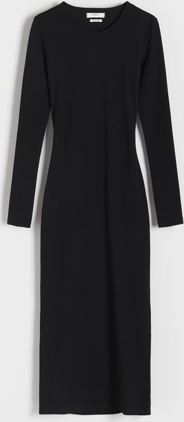 Czarna sukienka Reserved w stylu casual mini z długim rękawem