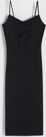 Czarna sukienka Reserved w stylu casual na ramiączkach z dekoltem w kształcie litery v