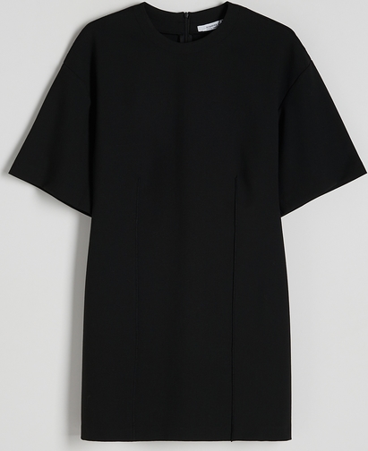 Czarna sukienka Reserved w stylu casual z krótkim rękawem z tkaniny