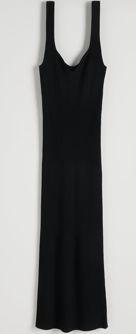 Czarna sukienka Reserved z dekoltem w kształcie litery v bez rękawów maxi