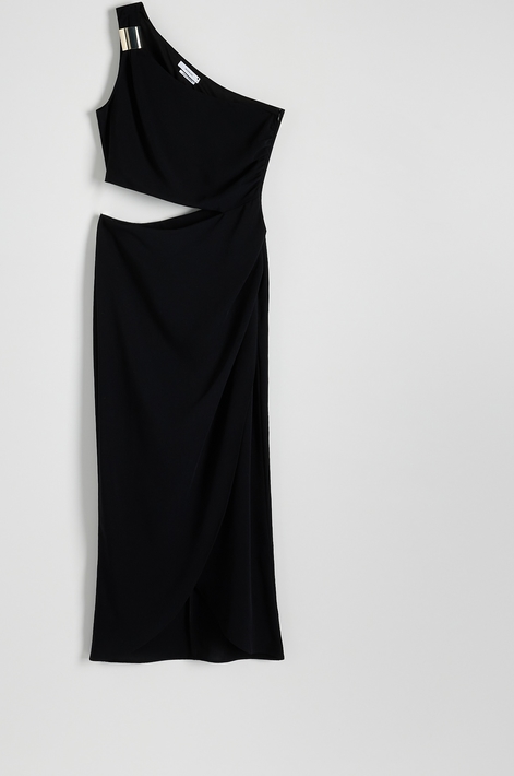 Czarna sukienka Reserved z tkaniny midi