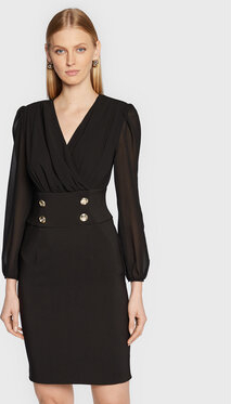 Czarna sukienka Rinascimento w stylu casual z długim rękawem