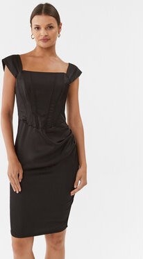 Czarna sukienka Rinascimento z krótkim rękawem mini