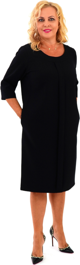 Czarna sukienka Roxana - sukienki midi z długim rękawem